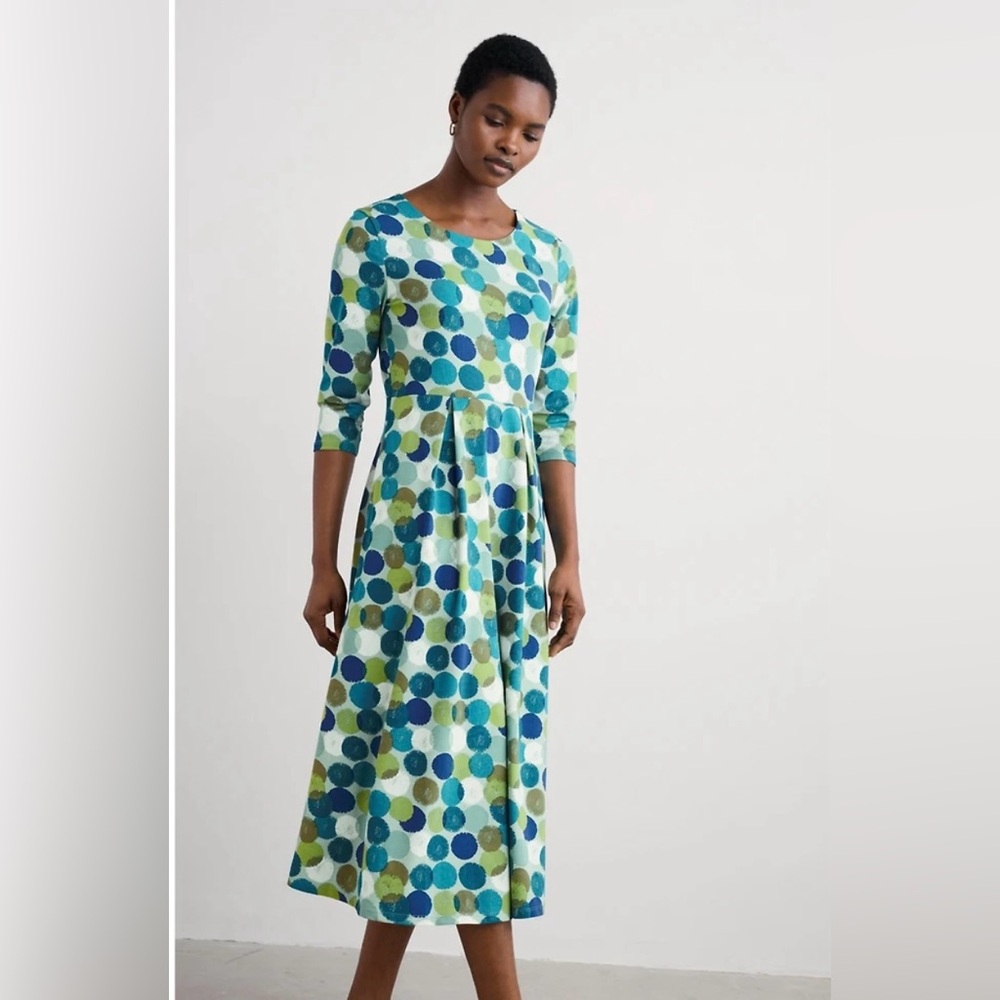 Seasalt Cornwall Veronica Midi Dress in Chalky Spot Sea Mist Size 8. NWT